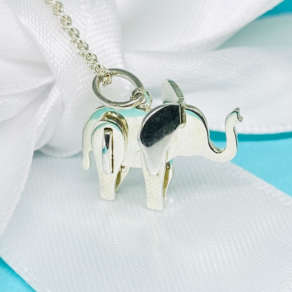 Tiffany & Co. Save the Wild Elephant Puzzle Necklace Silver 925 Elephant box